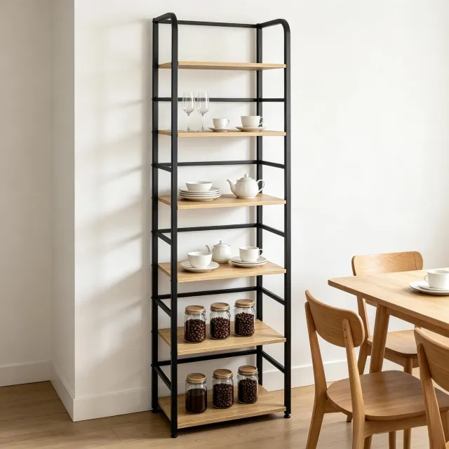 CHICFURN Boekenkast 50 cm - 6 niveaus - Open kast - Vrijstaand - Zwart
