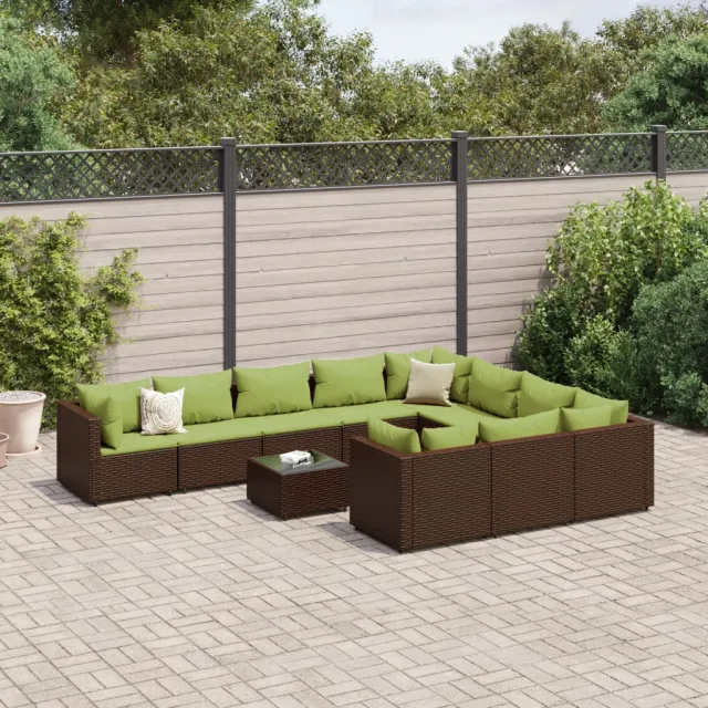 vidaXL 11-delige Loungeset met kussens poly rattan bruin, foto 2