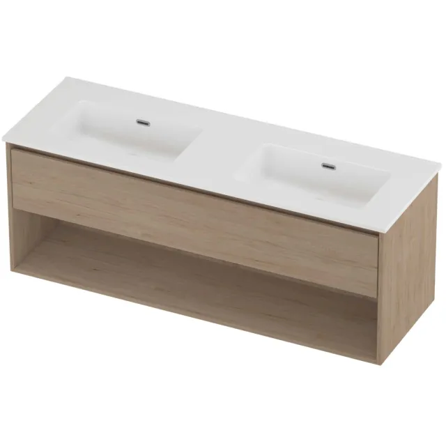 Proline Tribute Badmeubelset Porselein Elegant 140x46x54 cm Glans Wit Ideal Oak Eiken
