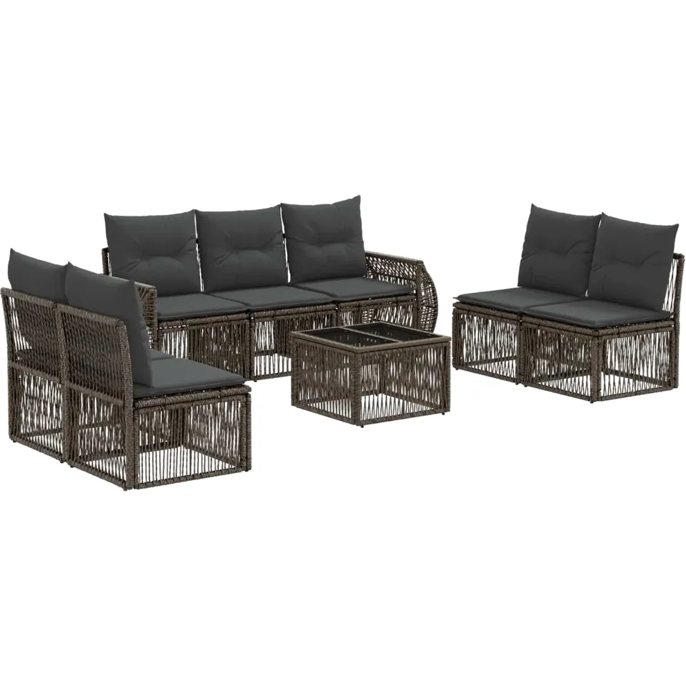 vidaXL Tuinbankenset 8 st Grijs en Donkergrijs poly rattan, foto 3