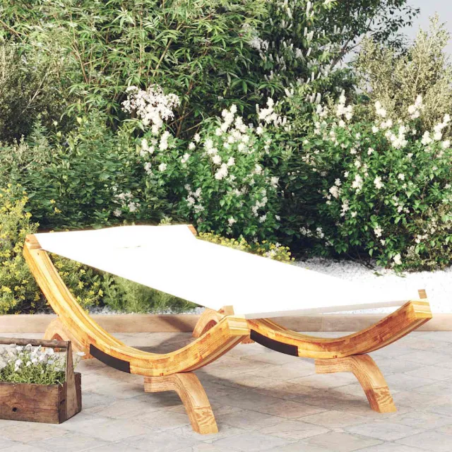vidaXL Loungebed 100x188,5x44 cm massief gebogen hout crèmekleurig, foto 2