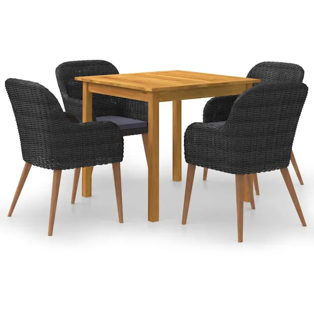 vidaXL 5-delige Tuinset zwart