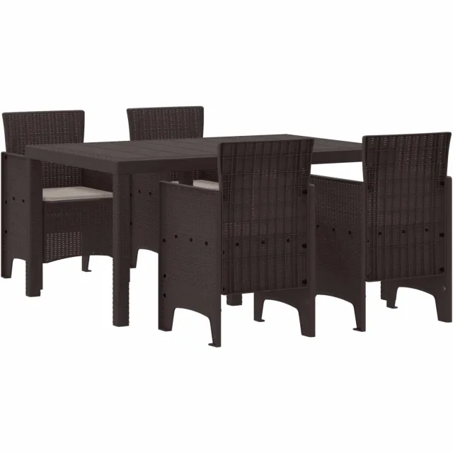 vidaXL Tuin Eetset 5 st Bruin Polt riet