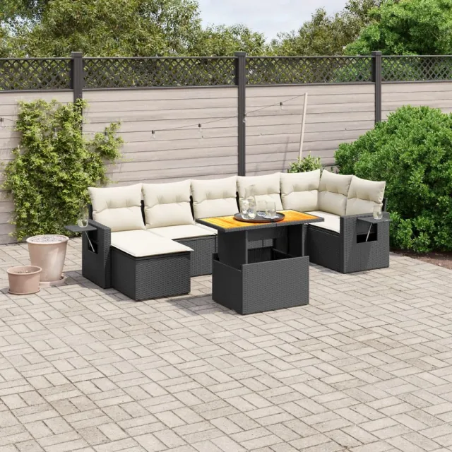 vidaXL 8-delige Loungeset met kussens poly rattan zwart, foto 2