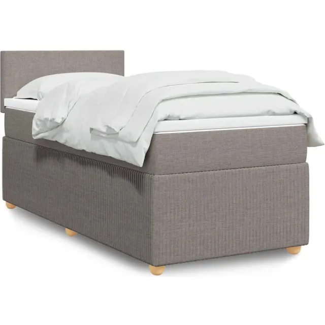 vidaXL Boxspring met matras stof taupe 90x200 cm