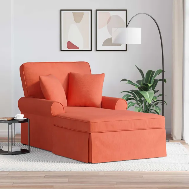 vidaXL Chaise Lounge met Rok 3 st Rood-oranje Katoen Stof, foto 2