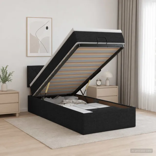vidaXL Ottoman bed met matras met hoofdeinde Zwart 90 x 200 cm Stof