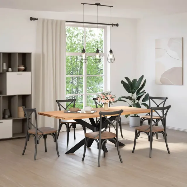 vidaXL Eettafelpoot spider vorm 150x78x(72-73) cm staal naturel Zwart