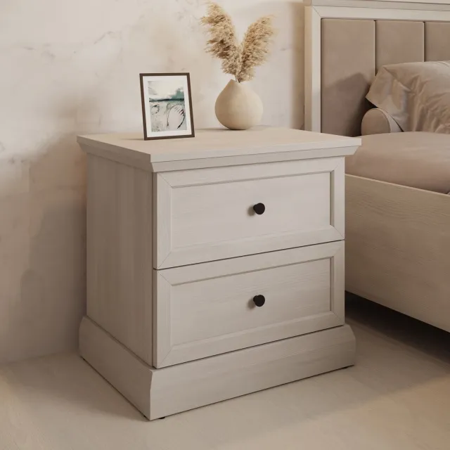 MEUBELLA Nachtkastje Leroy - Wit eiken - 52 cm