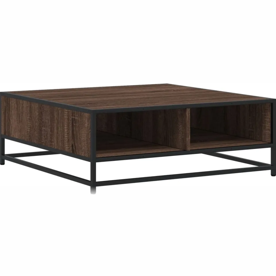 vidaXL Salontafel 80x80x30 cm bewerkt hout en metaal bruin eikenkleur