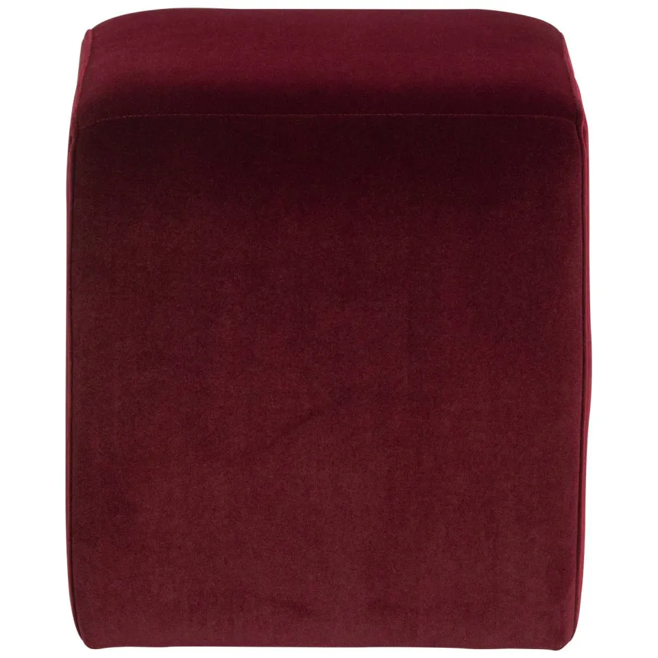 WOOOD Lucen Poef - Velvet - Bordeauxrood - 40x54x37, foto 4