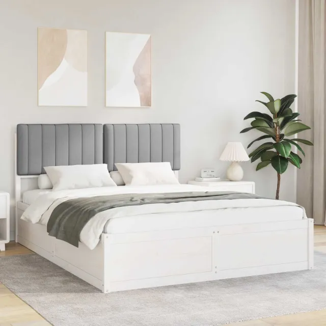 vidaXL Bedframe met Gevoerd Hoofdgedeelte Lichtgrijs 160 x 200 cm