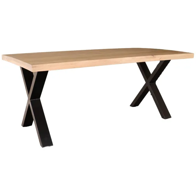 Lizzely Garden & Living Eettafel rechthoekig mangohout Xavier lichtbruin 180cm duurzaam tafel met X-poot mango rechthoekige eetkamertafel hout