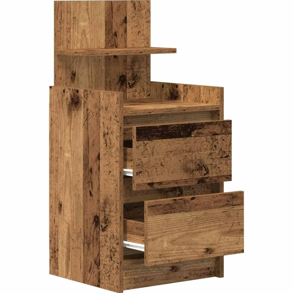 vidaXL Nachtkastje met 2 lades 38x34x80 cm oud houtkleurig bruin, foto 4