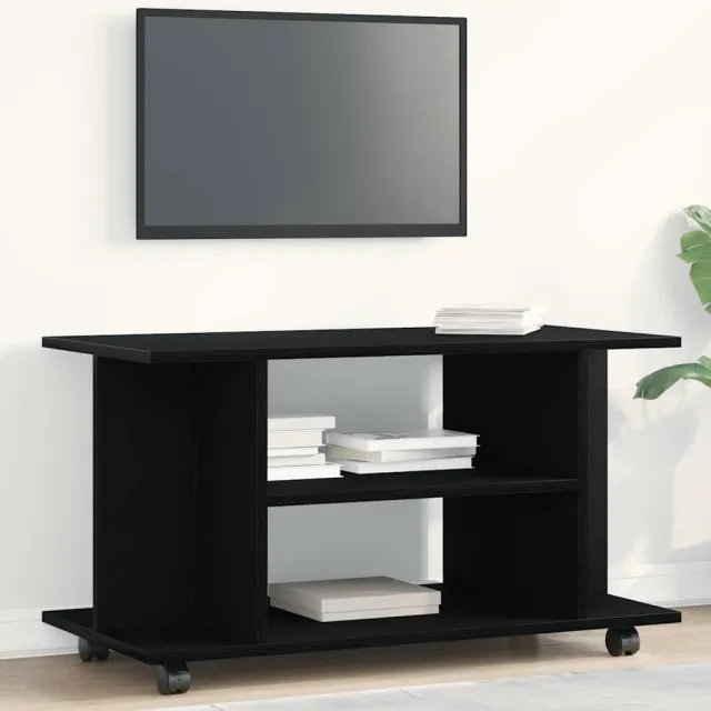 vidaXL TV-meubel met wielen Zwarte eik 80x40x45 cm Engineered Wood, foto 2