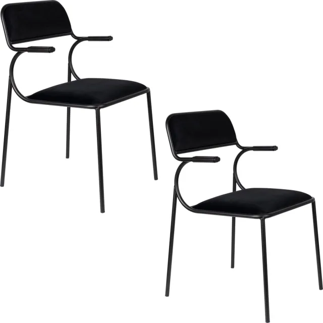 Zuiver Alba Eetkamerstoelen armleuning Zwart/Zwart - Set van 2
