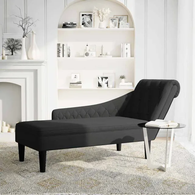 vidaXL Chaise longue met kussen en rechterarmleuning stof lichtgrijs grijs, foto 2