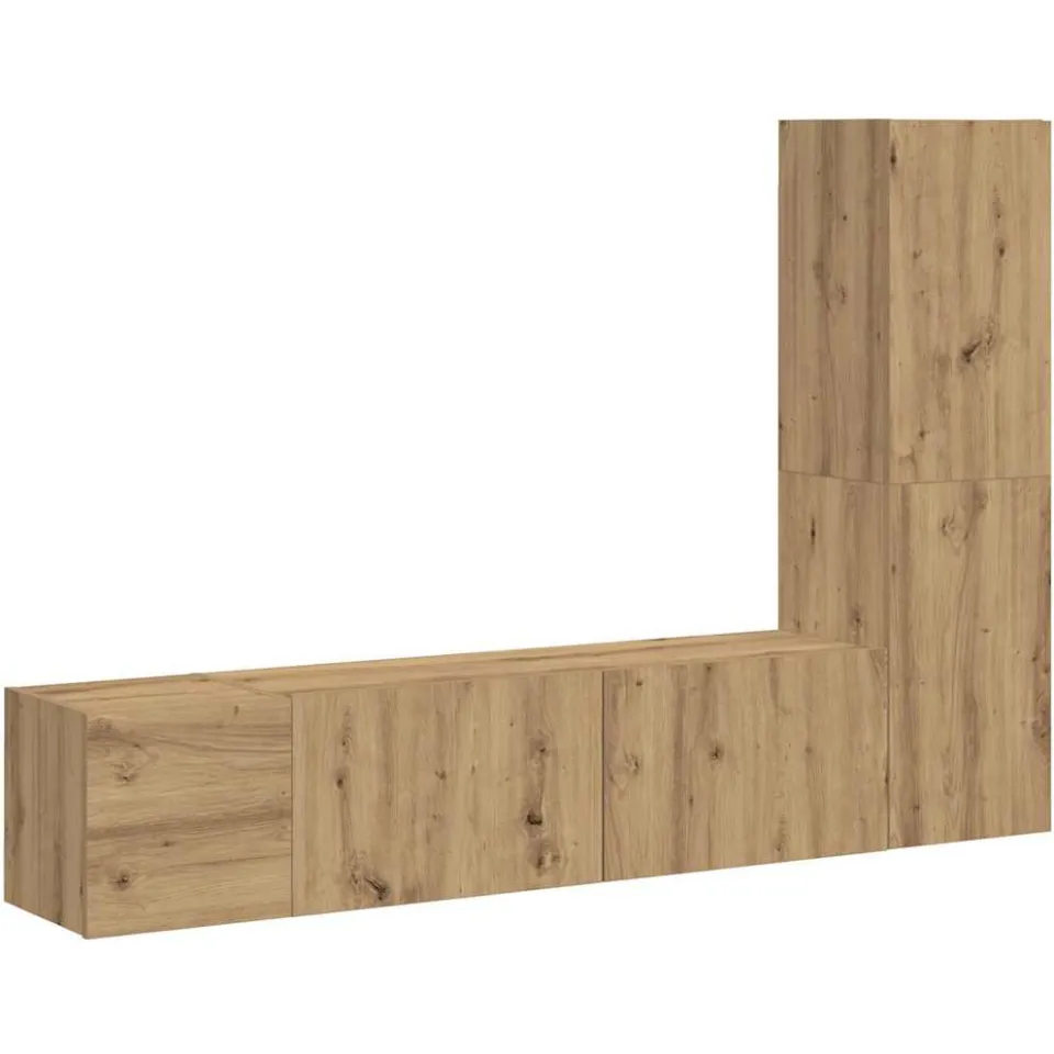 vidaXL Tv-wandkasten 3 st bewerkt hout artisanaal eikenkleurig, foto 3