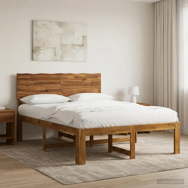 vidaXL Tweepersoonsbed met hoofdeinde ROSTOCK Naturel 120 x 190 cm Bruin