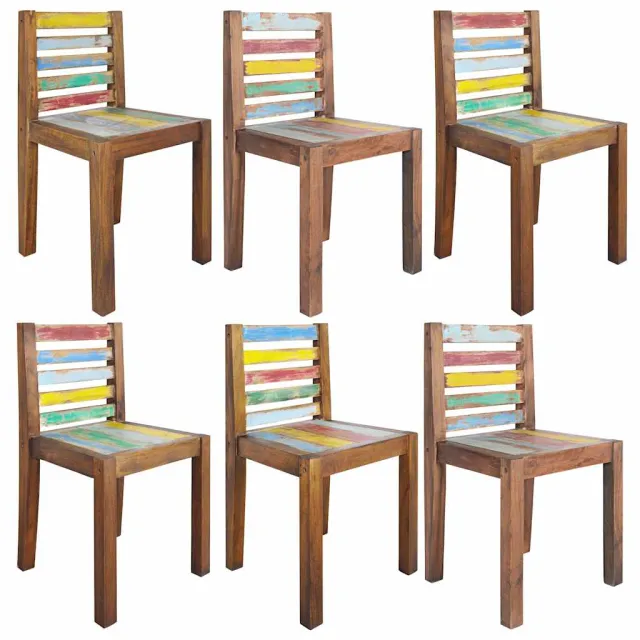 vidaXL Eetkamerstoelen 6 st massief gerecycled hout Meerkleurig