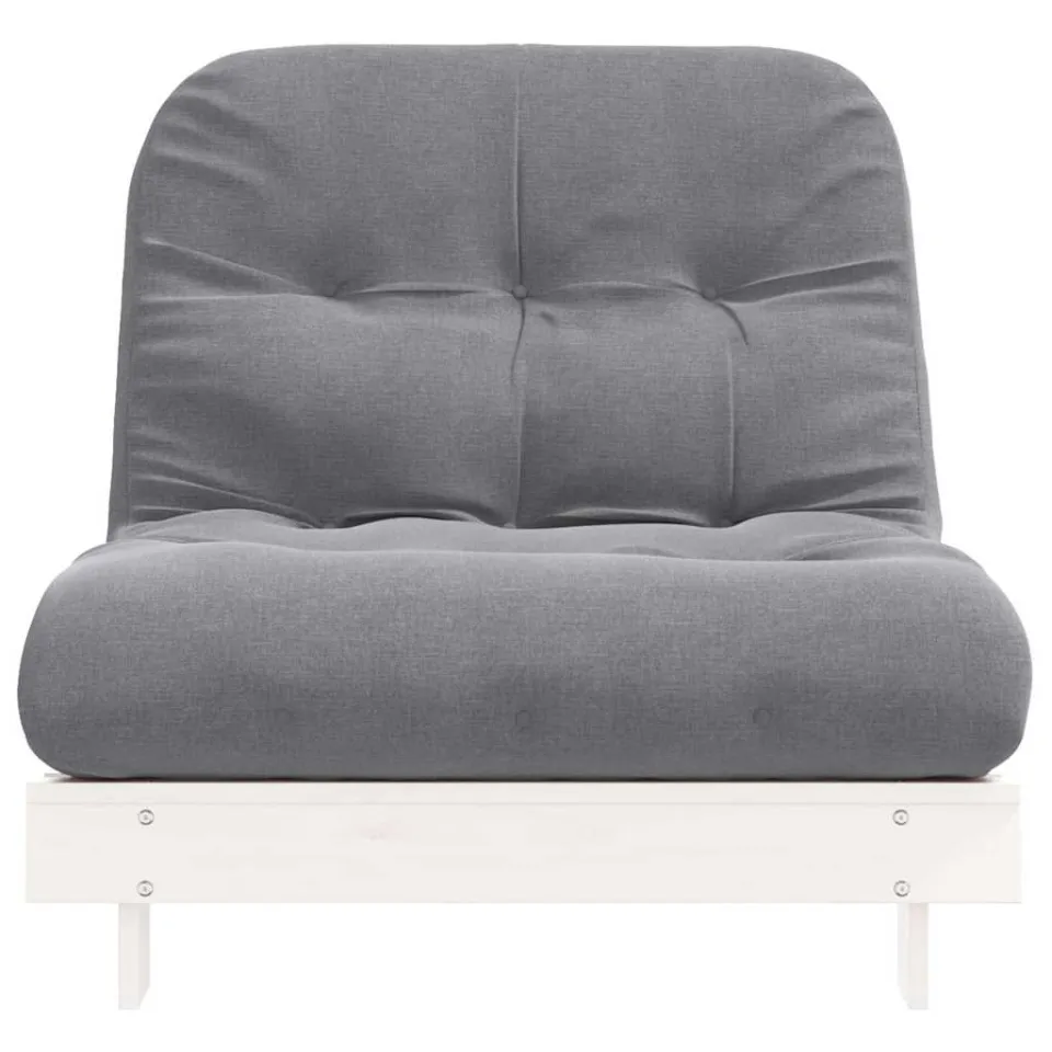 vidaXL Futon slaapbank met matras 80x206x11 cm massief grenenhout wit, foto 4