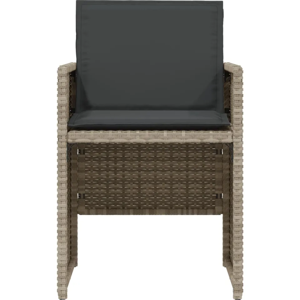 vidaXL 3-delige Bistroset met kussens poly rattan lichtgrijs grijs, foto 4