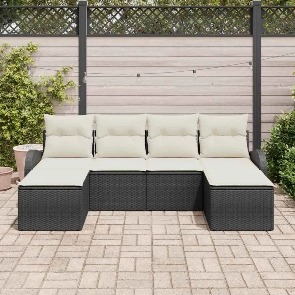 vidaXL Tuin Sofa Set 6 st Zwart [Synthetisch]: Poly Rattan, foto 3
