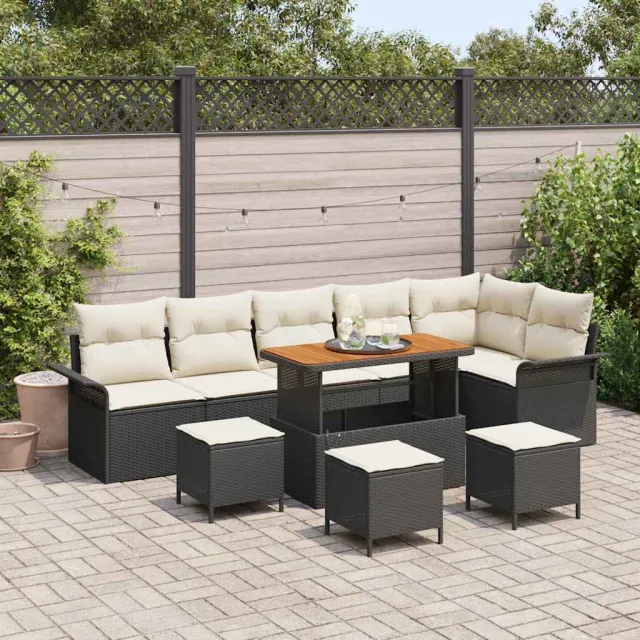 vidaXL Tuinbankenset 10 st Zwart poly rattan, foto 2