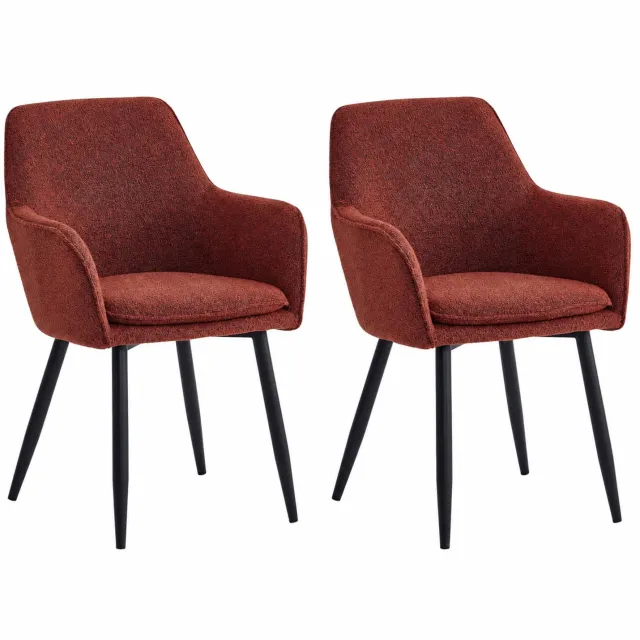 Colenis Levan - Eetkamerstoelen - Set van 2 - Bordeaux Bouclé - Met armleuning