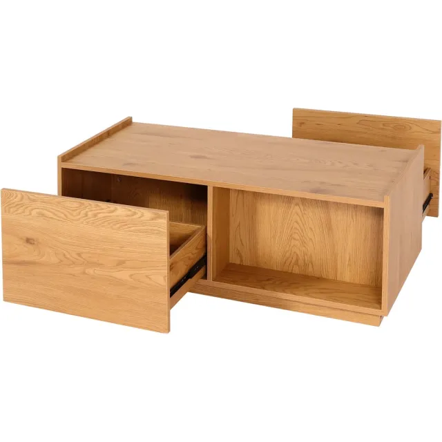 MCW Salontafel MCW-J78, woonkamertafel bijzettafel sofatafel, lade, MDF 110x50x40cm ~ eiken look