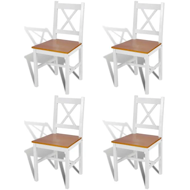 vidaXL Eetkamerstoelen 4 st grenenhout wit
