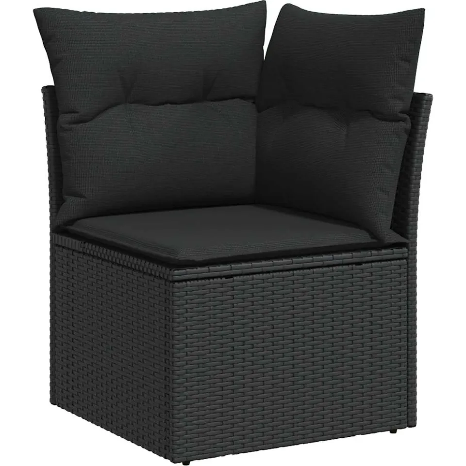 vidaXL 8-delige Loungeset met kussens poly rattan zwart