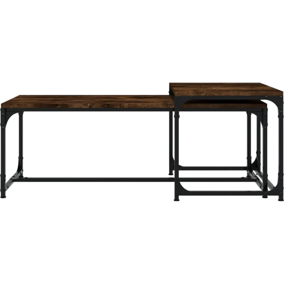 vidaXL Salontafels 2 st bewerkt hout gerookt eikenkleurig, foto 4