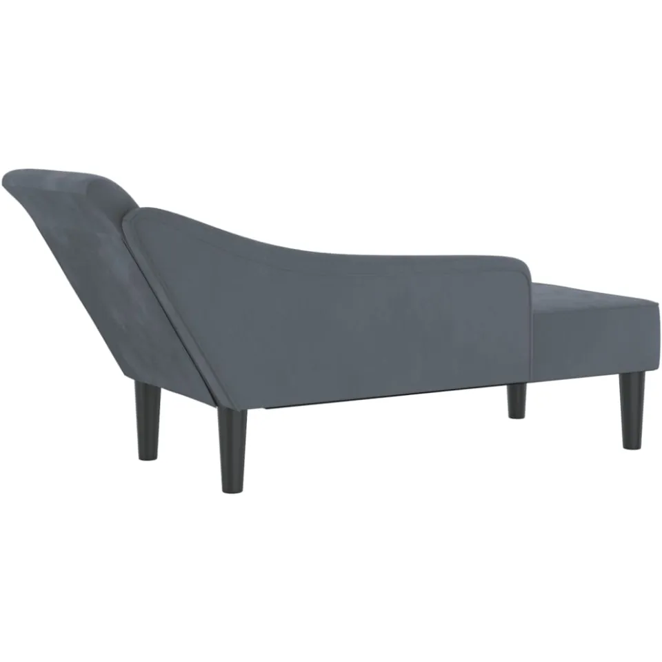 vidaXL Chaise longue met kussens fluweel donkergrijs grijs, foto 4