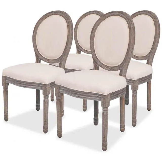 vidaXL Eetkamerstoelen 4 st stof crèmekleurig