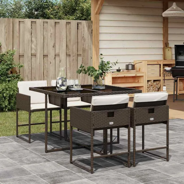 vidaXL 5-delige Tuinset met kussens poly rattan bruin, foto 2