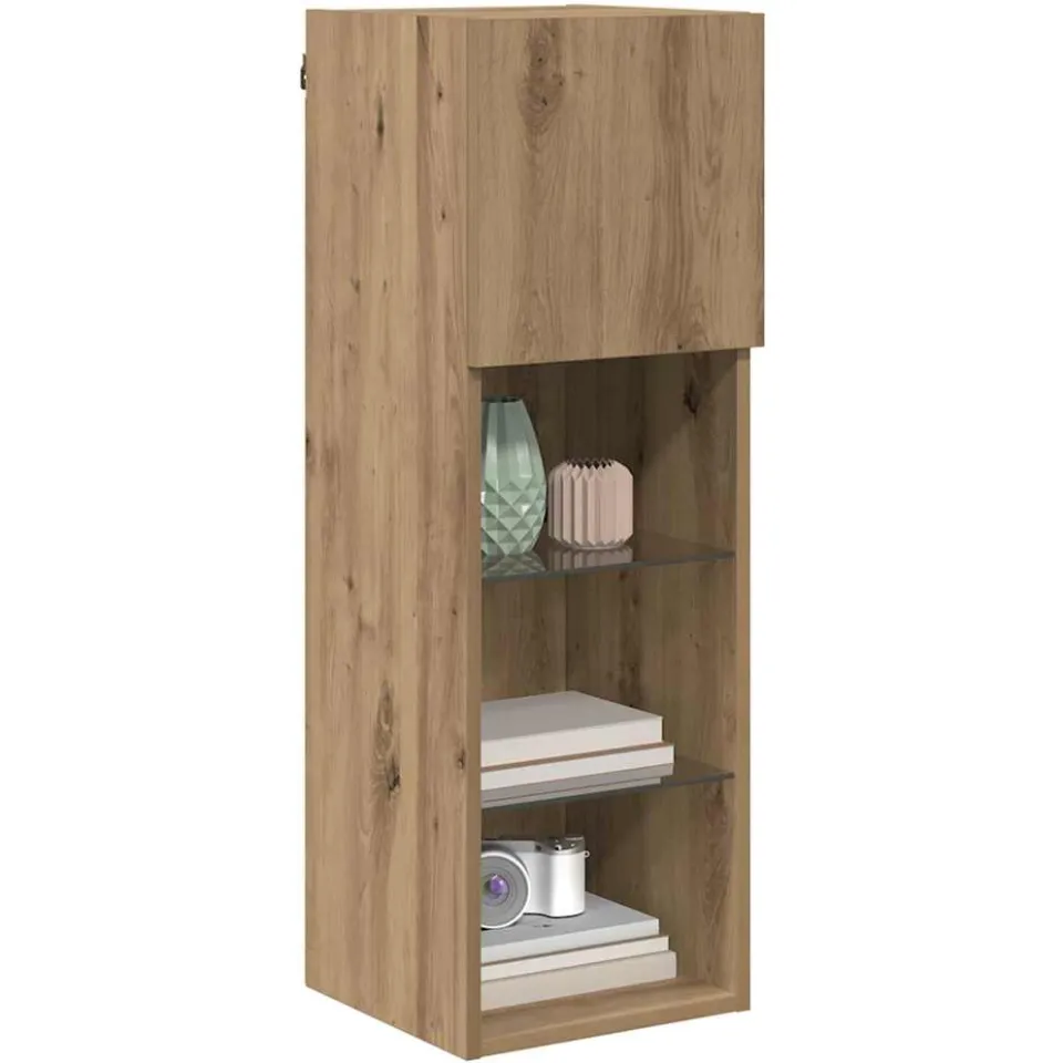 vidaXL Wandgemonteerde TV-kasten 2 st Artisan Eiken Bewerkt hout, foto 3