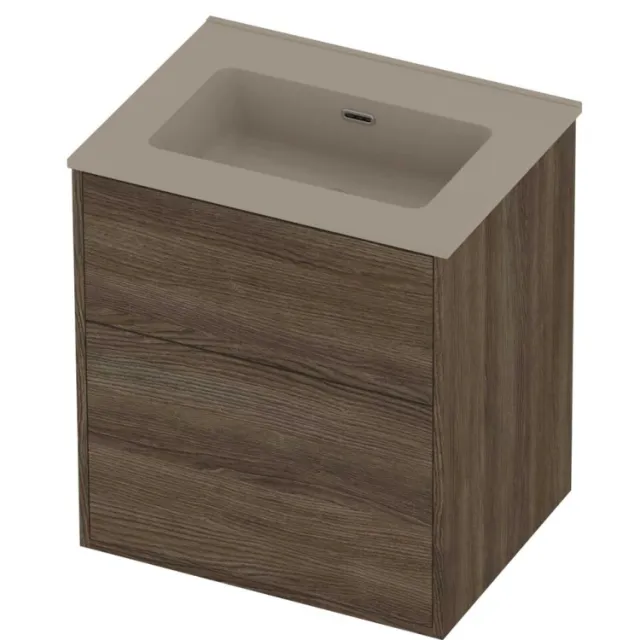 Proline Tribute Badmeubelset Porselein Elegant 2 Laden 60x46x67 cm Mat Crème Cotton Vital Oak Eiken