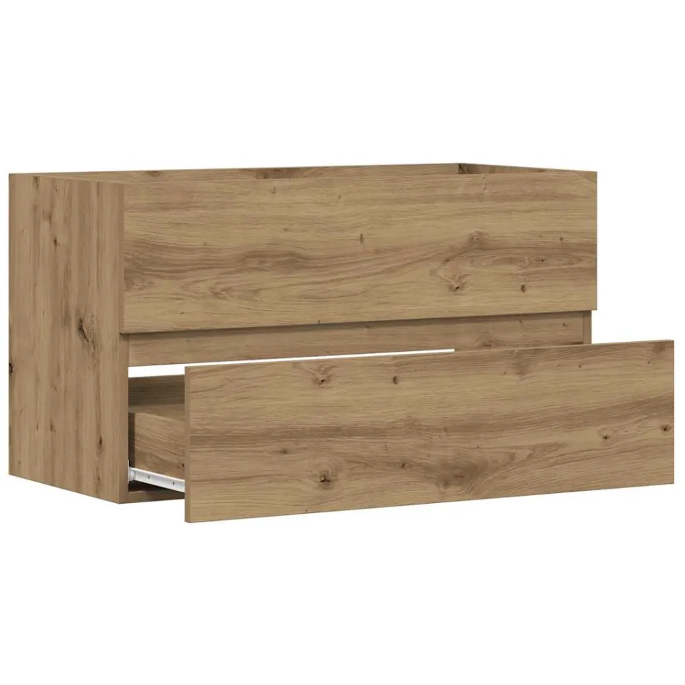 vidaXL Wastafelkast 90x38,5x45 cm bewerkt hout artisanaal eikenkleur Bruin