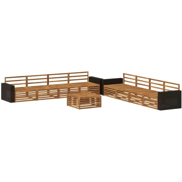 vidaXL Buiten - bank - set - 9 - st - 8-zits - Naturel - Massief - Acacia - Hout