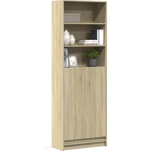 vidaXL Hoge kast met LED 69x32,5x200 cm bewerkt hout sonoma eikenkleur Bruin