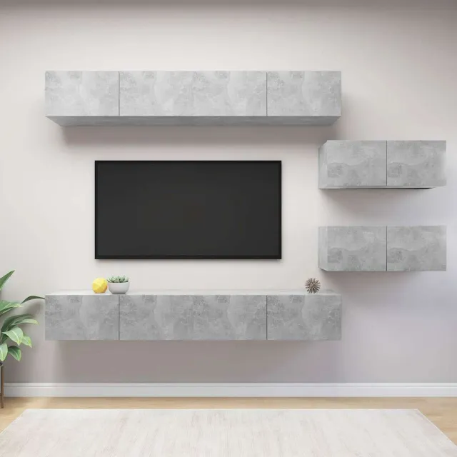 vidaXL 6-delige Tv-meubelset bewerkt hout betongrijs grijs, foto 2