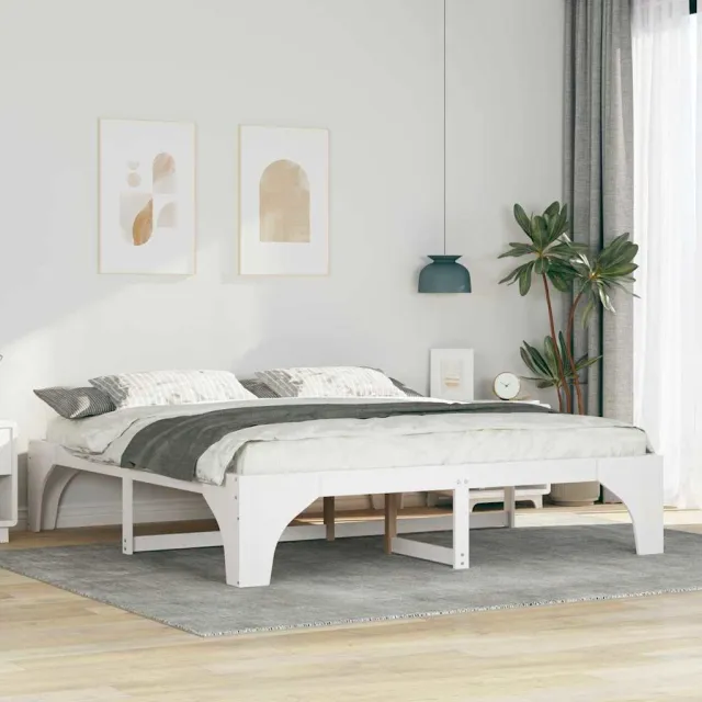 vidaXL Bedframe Wit 200 x 200 cm Massief grenenhout