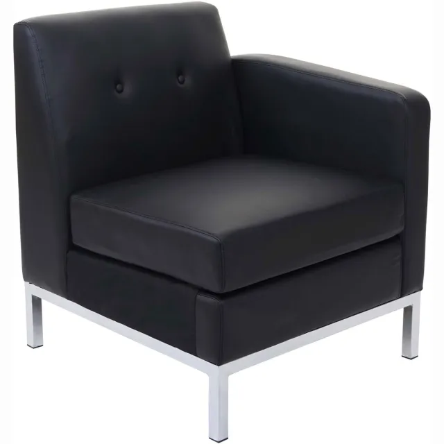 MCW Fauteuil MCW-C19, modulaire bank zijelement rechts met armleuning, uitschuifbaar kunstleer ~ zwart
