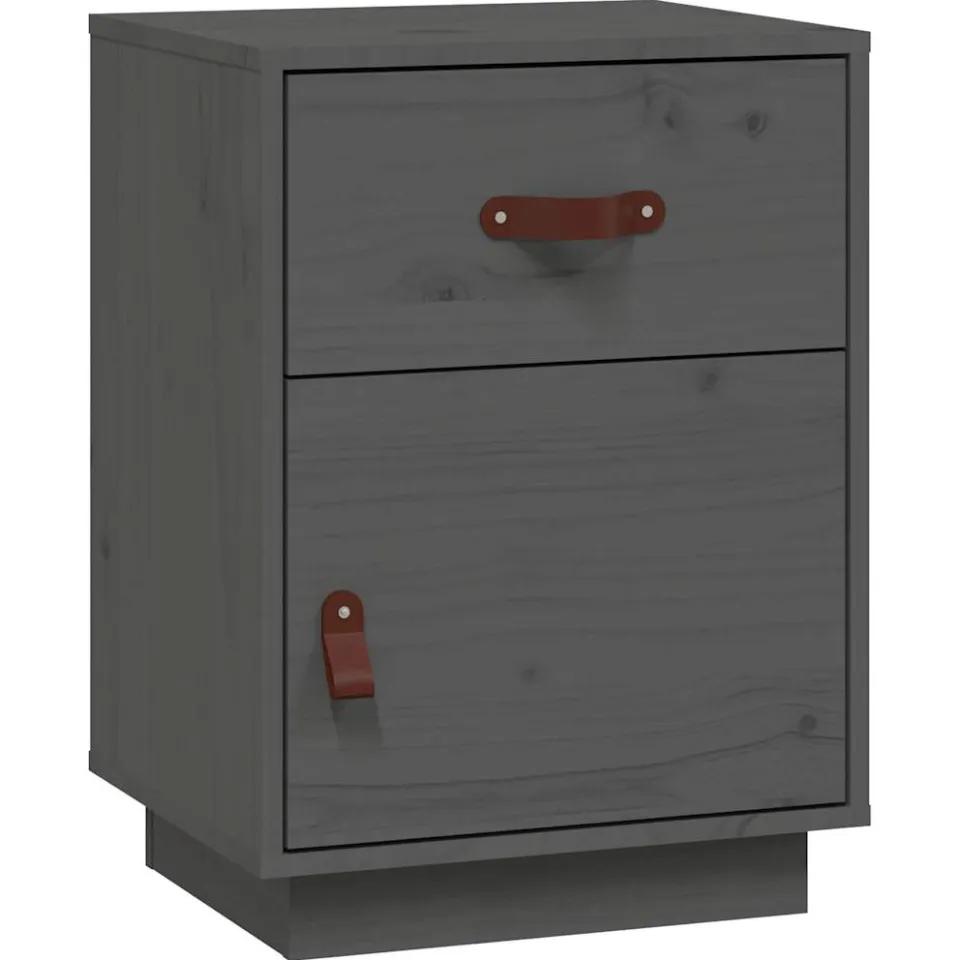 vidaXL Nachtkastjes 2 st 40x34x55 cm massief grenenhout grijs