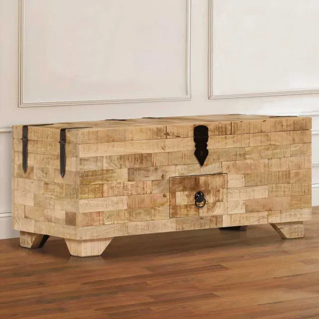 vidaXL Salontafel 80x40x35 cm massief mangohout bruin, foto 2