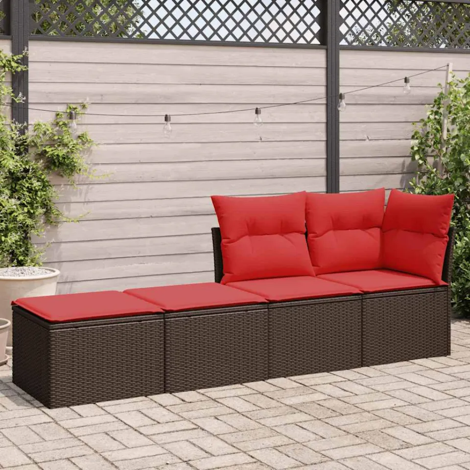vidaXL 2-delige Loungeset met kussens poly rattan acacia bruin, foto 3