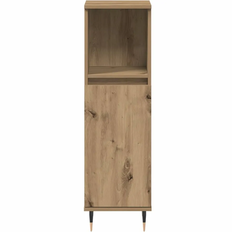 vidaXL Badkamerkast 30x30x100 cm bewerkt hout artisanaal eikenkleurig Bruin