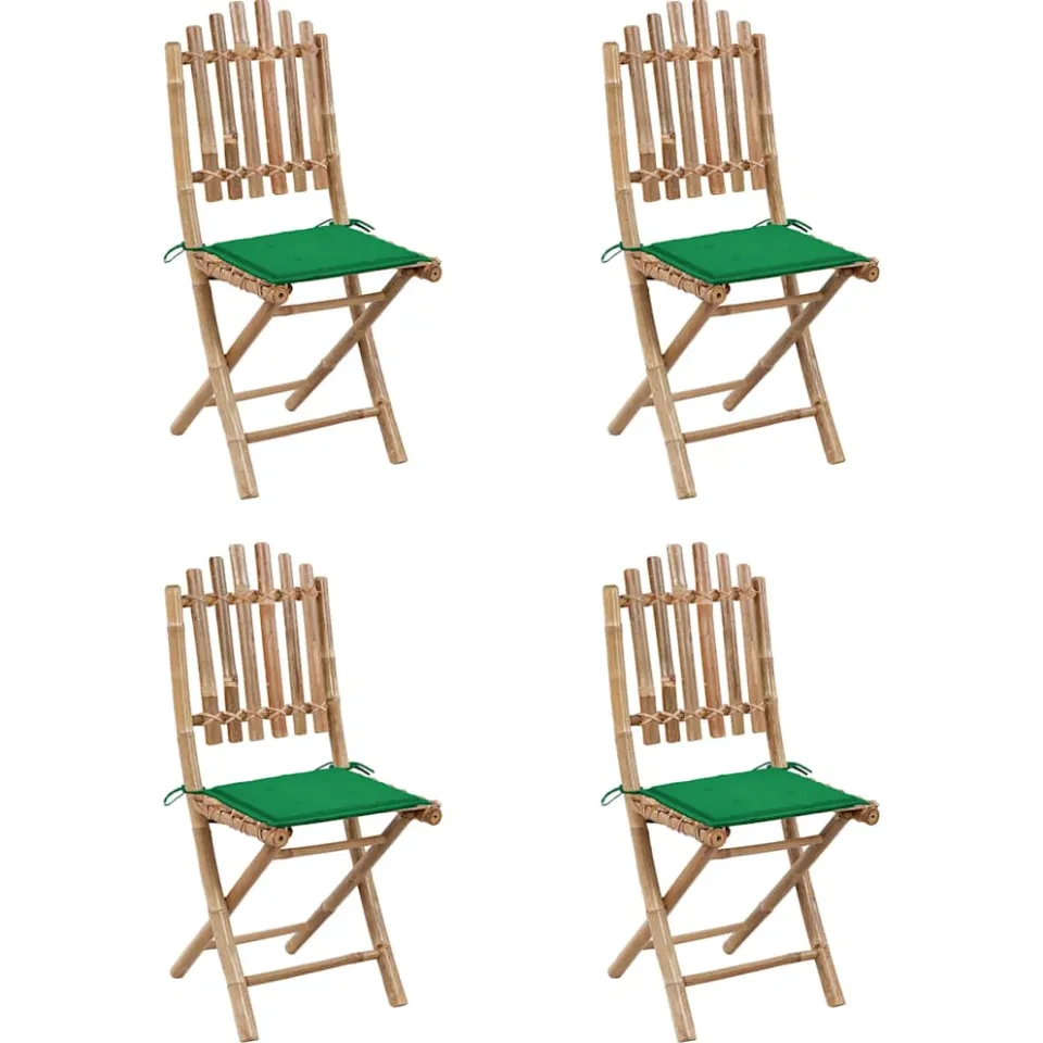 vidaXL 5-delige Tuinset inklapbaar met kussens bamboe Groen
