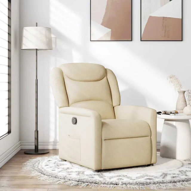 vidaXL Fauteuil verstelbaar stof crèmekleurig